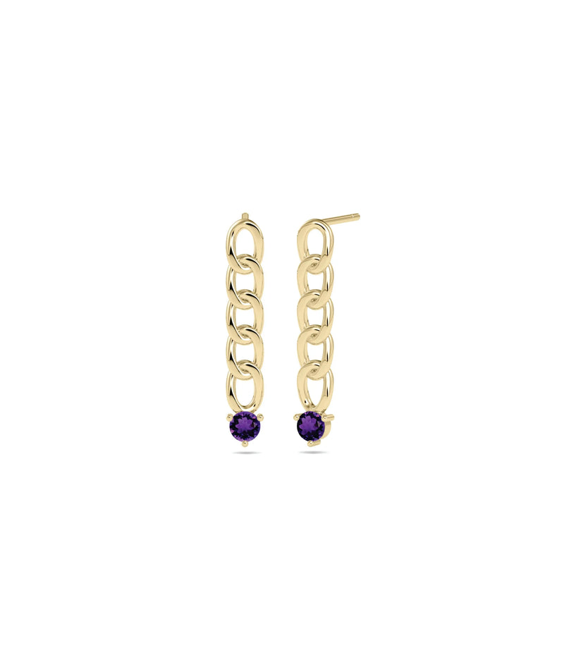 Birthstone Curb Link Earring - 79e | Everyday 14K Gold Jewelry