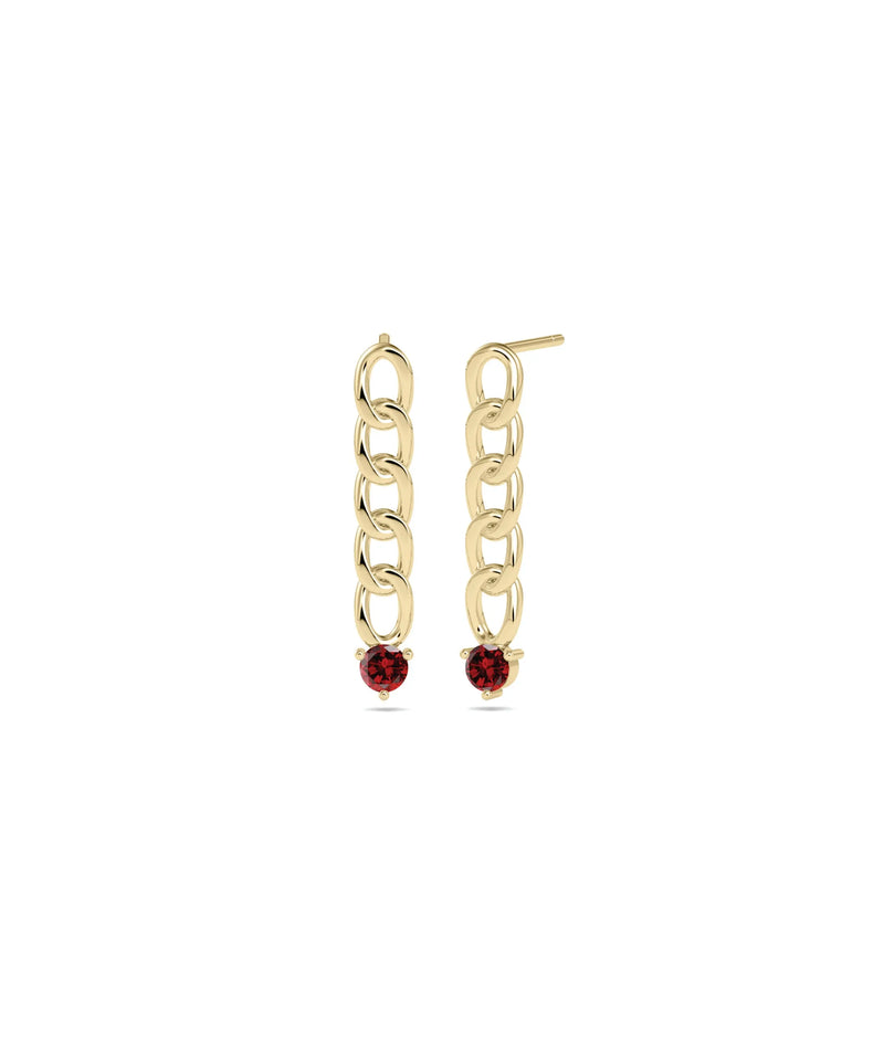 Birthstone Curb Link Earring - 79e | Everyday 14K Gold Jewelry