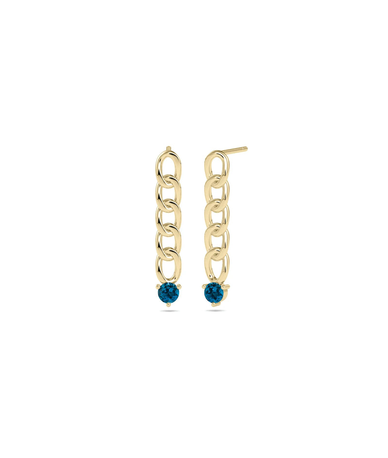 Birthstone Curb Link Earring - 79e | Everyday 14K Gold Jewelry