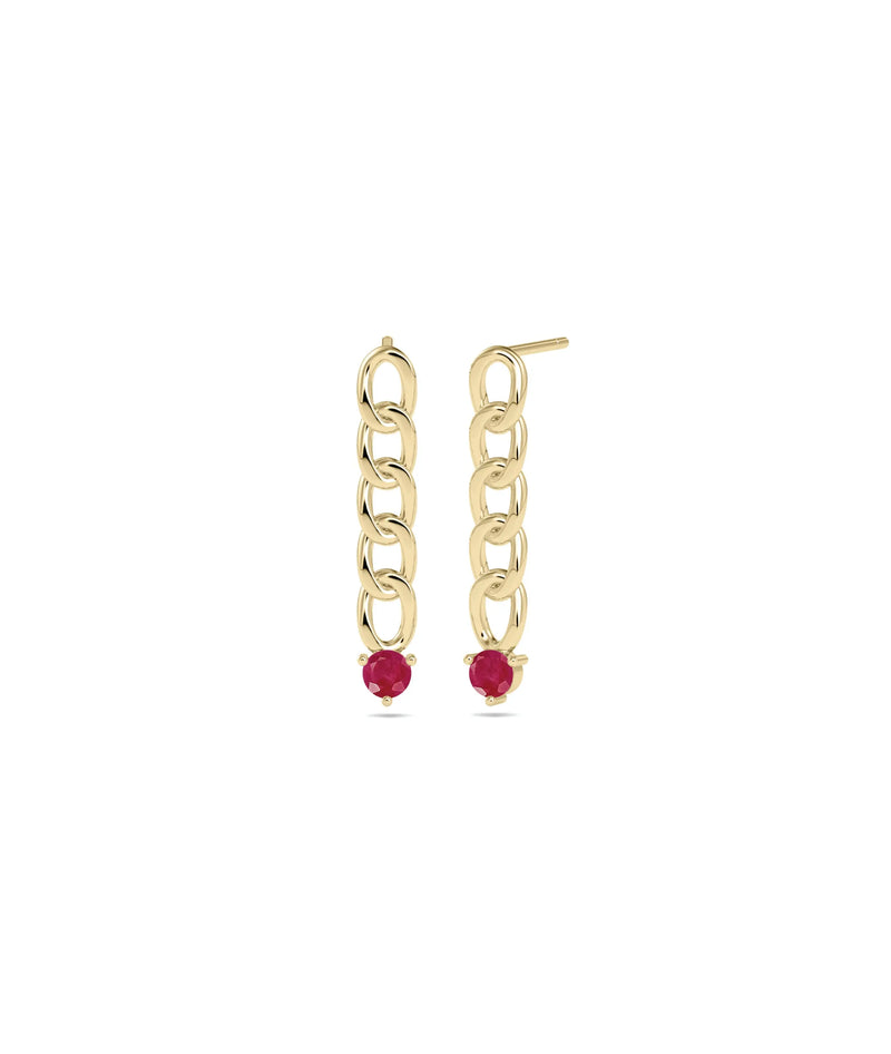 Birthstone Curb Link Earring - 79e | Everyday 14K Gold Jewelry