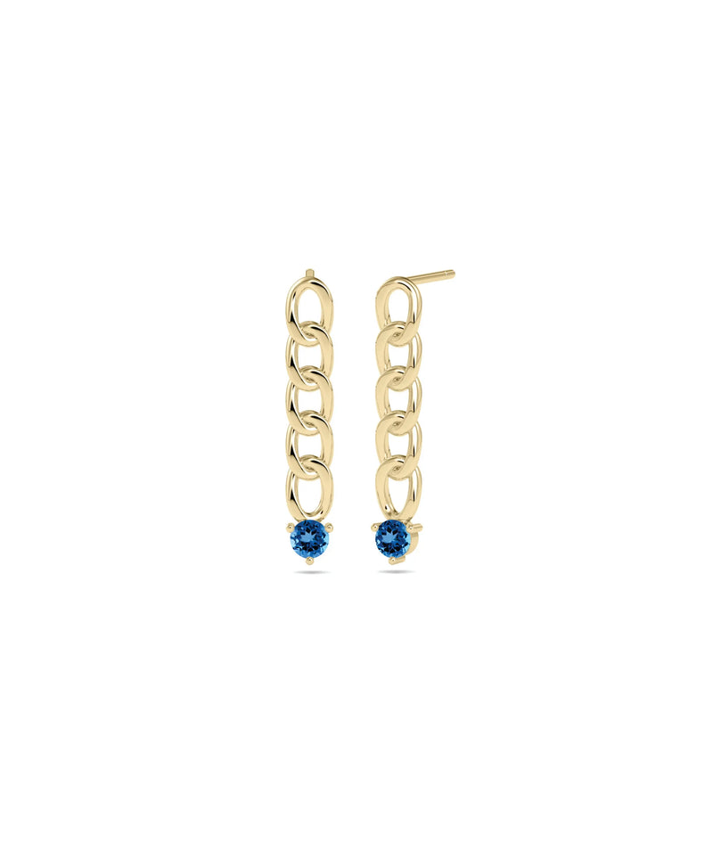 Birthstone Curb Link Earring - 79e | Everyday 14K Gold Jewelry