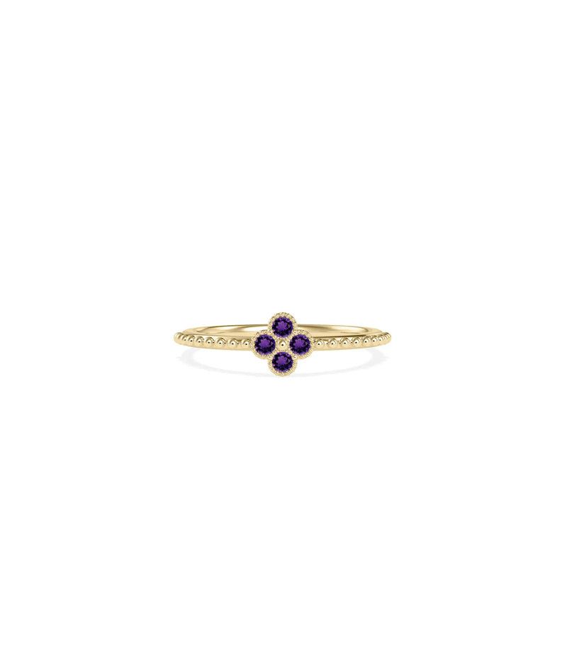 Birthstone Clover Beaded Band Ring - 79e | Everyday 14K Gold Jewelry