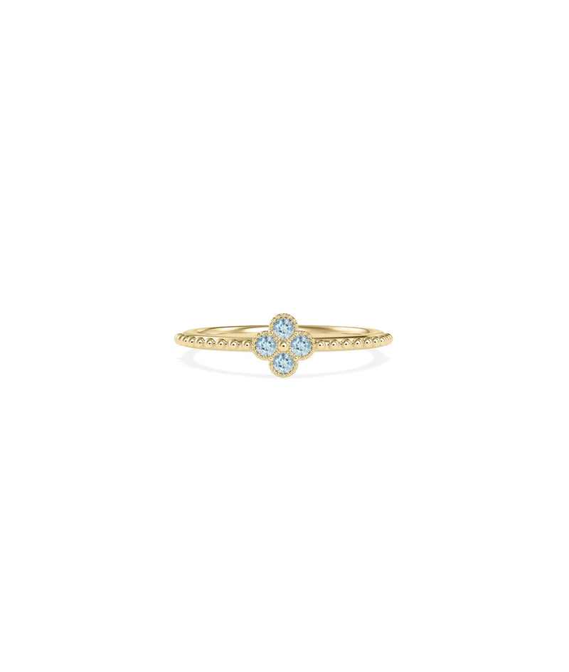 Birthstone Clover Beaded Band Ring - 79e | Everyday 14K Gold Jewelry