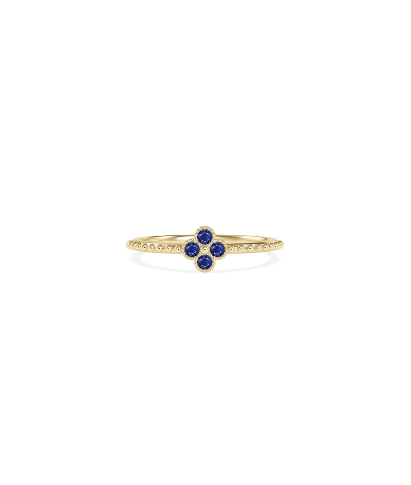 Birthstone Clover Beaded Band Ring - 79e | Everyday 14K Gold Jewelry