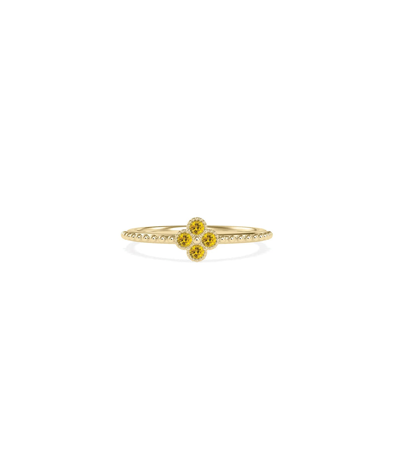 Birthstone Clover Beaded Band Ring - 79e | Everyday 14K Gold Jewelry