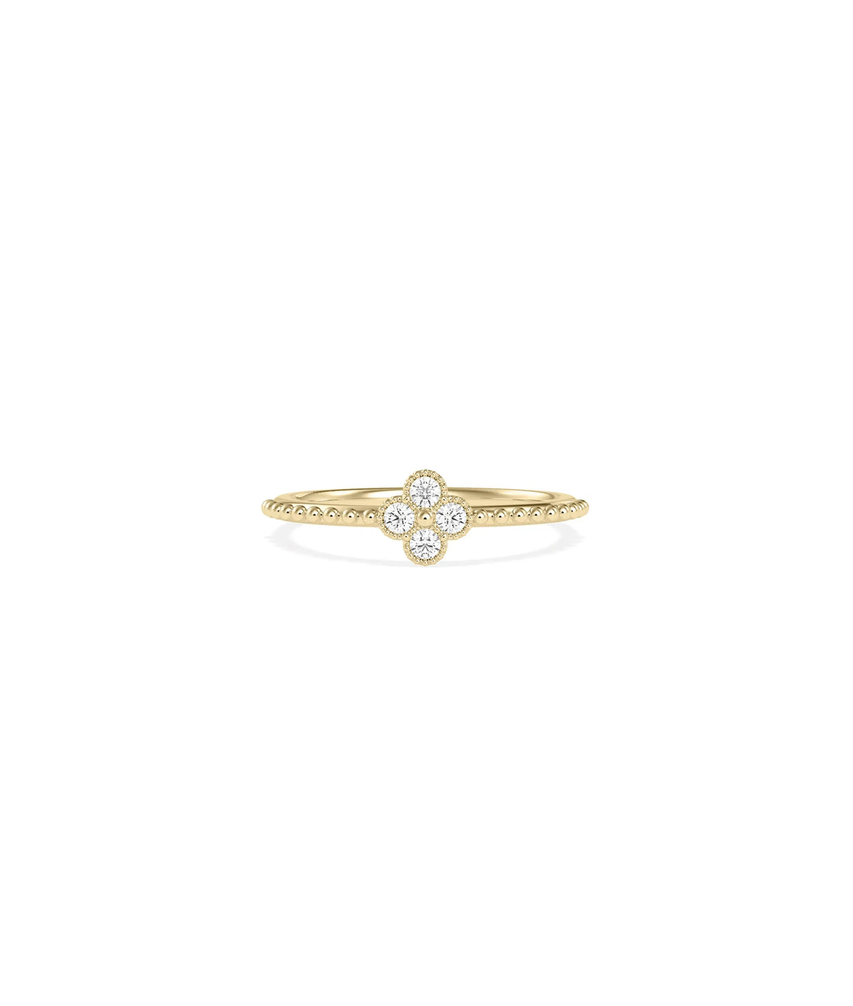 Birthstone Clover Beaded Band Ring - 79e | Everyday 14K Gold Jewelry