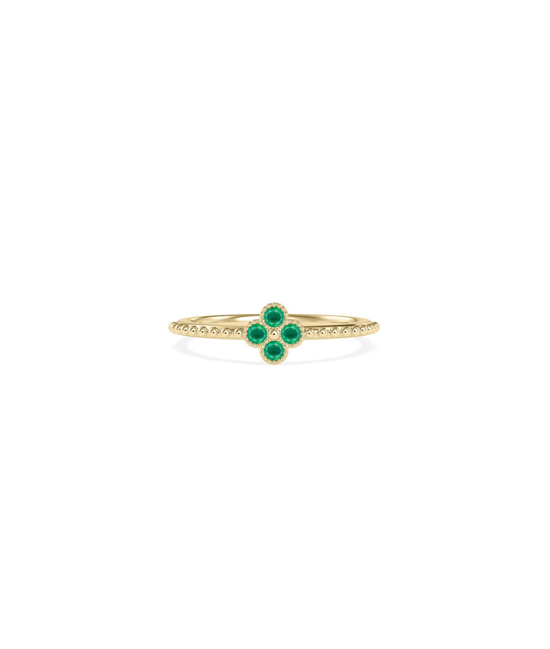 Birthstone Clover Beaded Band Ring - 79e | Everyday 14K Gold Jewelry