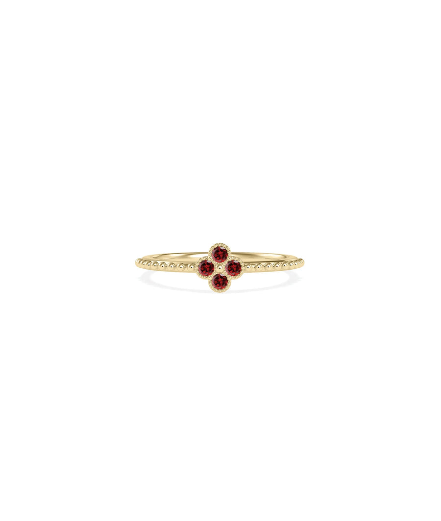 Birthstone Clover Beaded Band Ring - 79e | Everyday 14K Gold Jewelry