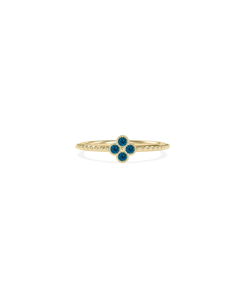 Birthstone Clover Beaded Band Ring - 79e | Everyday 14K Gold Jewelry