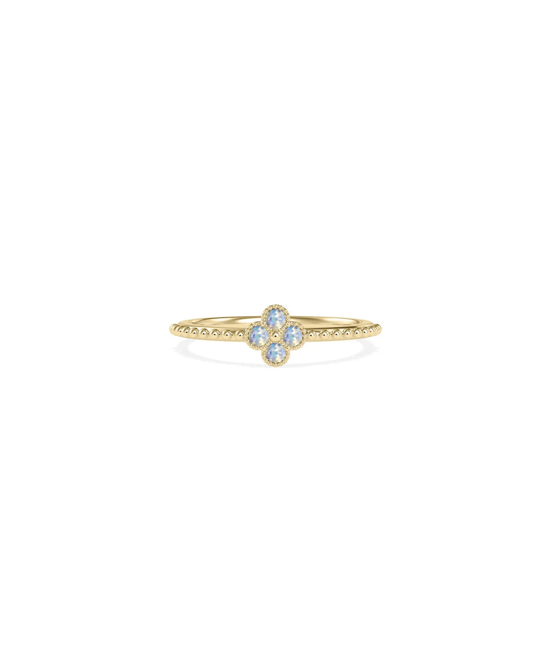 Birthstone Clover Beaded Band Ring - 79e | Everyday 14K Gold Jewelry