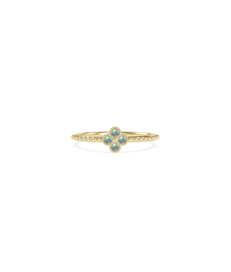 Birthstone Clover Beaded Band Ring - 79e | Everyday 14K Gold Jewelry
