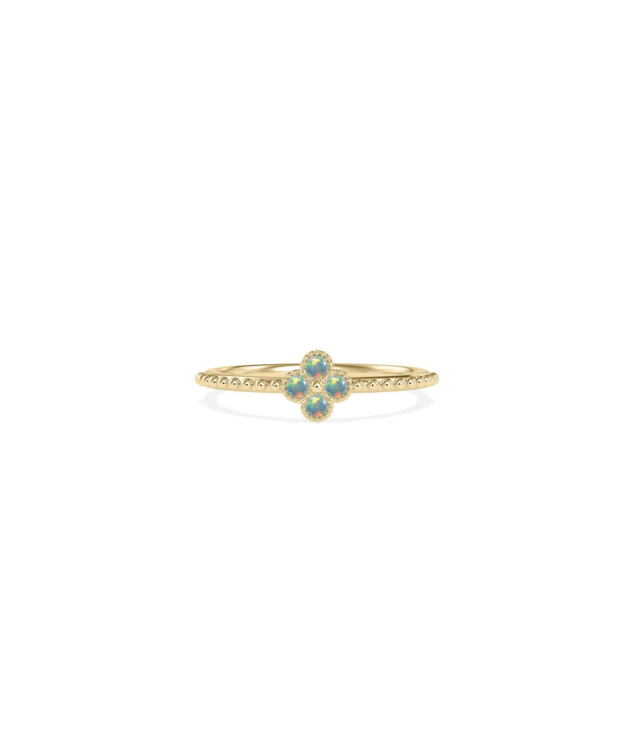 Birthstone Clover Beaded Band Ring - 79e | Everyday 14K Gold Jewelry
