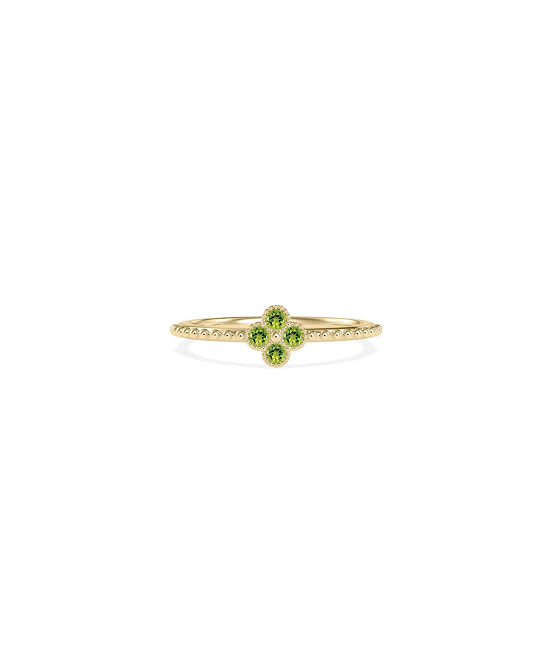 Birthstone Clover Beaded Band Ring - 79e | Everyday 14K Gold Jewelry