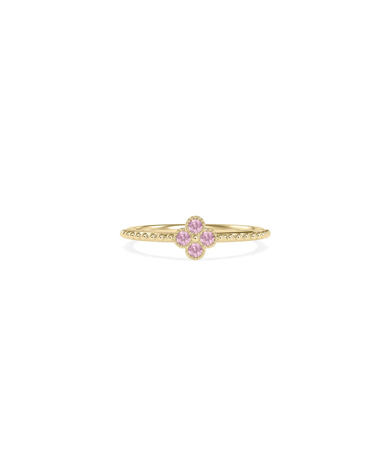 Birthstone Clover Beaded Band Ring - 79e | Everyday 14K Gold Jewelry
