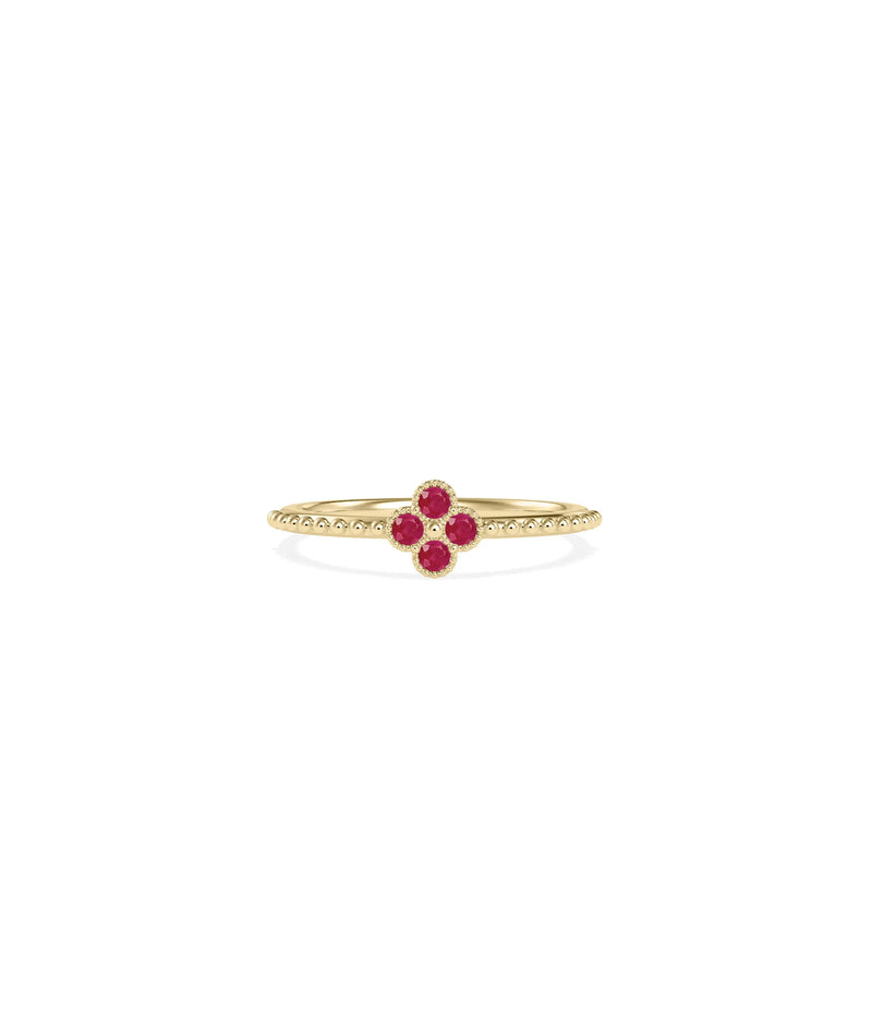 Birthstone Clover Beaded Band Ring - 79e | Everyday 14K Gold Jewelry