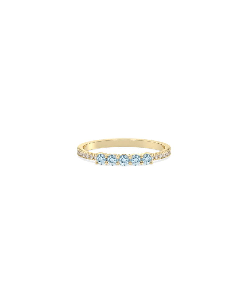 5 Stone Birthstone and Diamond Band Ring - 79e | Everyday 14K Gold Jewelry