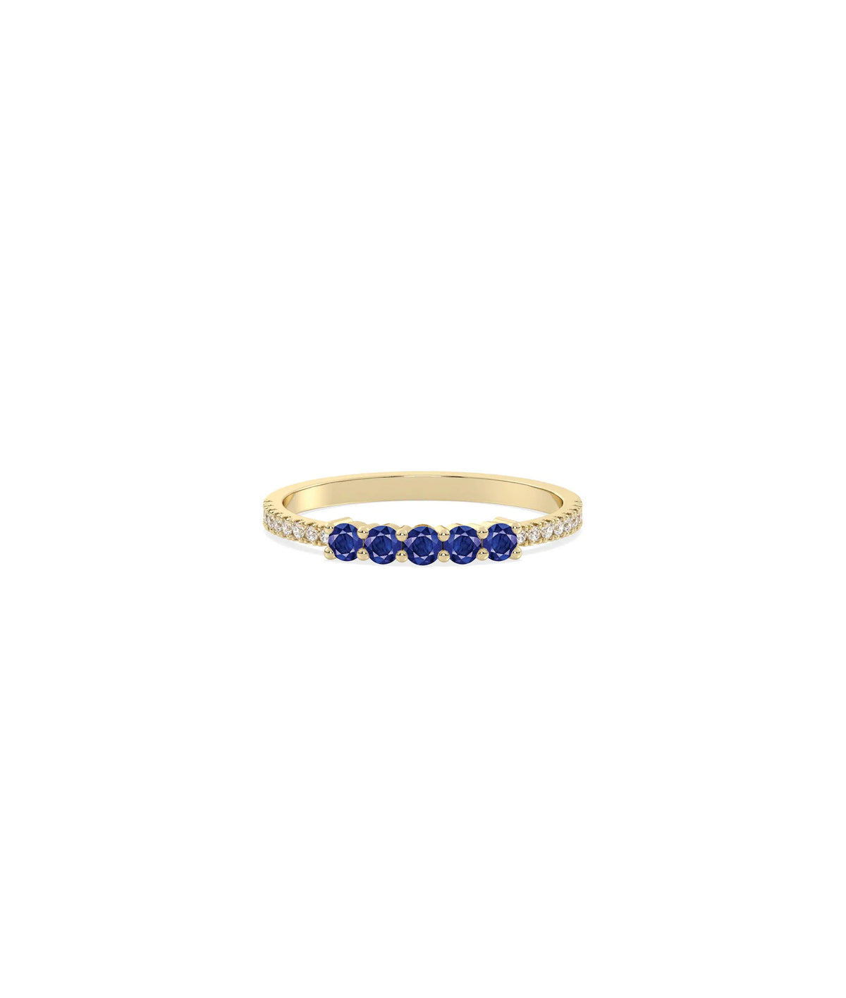 5 Stone Birthstone and Diamond Band Ring - 79e | Everyday 14K Gold Jewelry