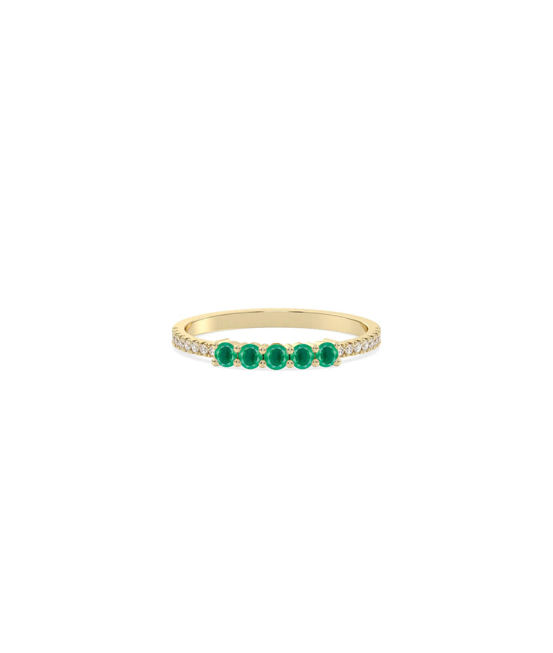 5 Stone Birthstone and Diamond Band Ring - 79e | Everyday 14K Gold Jewelry