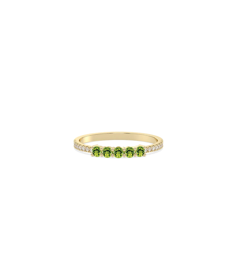 5 Stone Birthstone and Diamond Band Ring - 79e | Everyday 14K Gold Jewelry