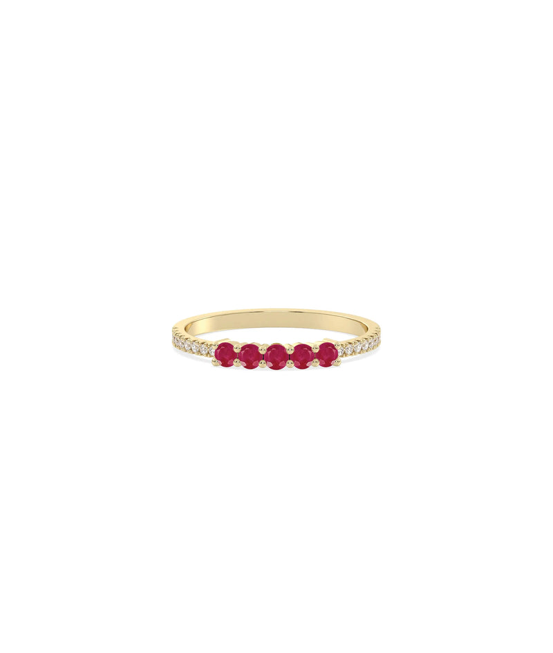 5 Stone Birthstone and Diamond Band Ring - 79e | Everyday 14K Gold Jewelry