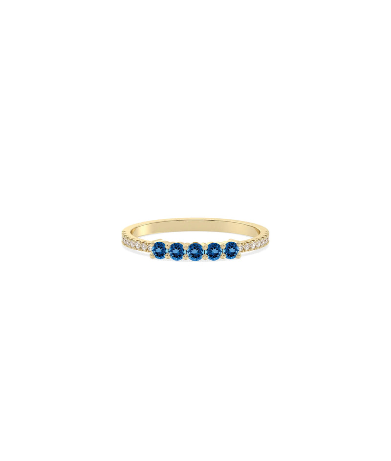 5 Stone Birthstone and Diamond Band Ring - 79e | Everyday 14K Gold Jewelry