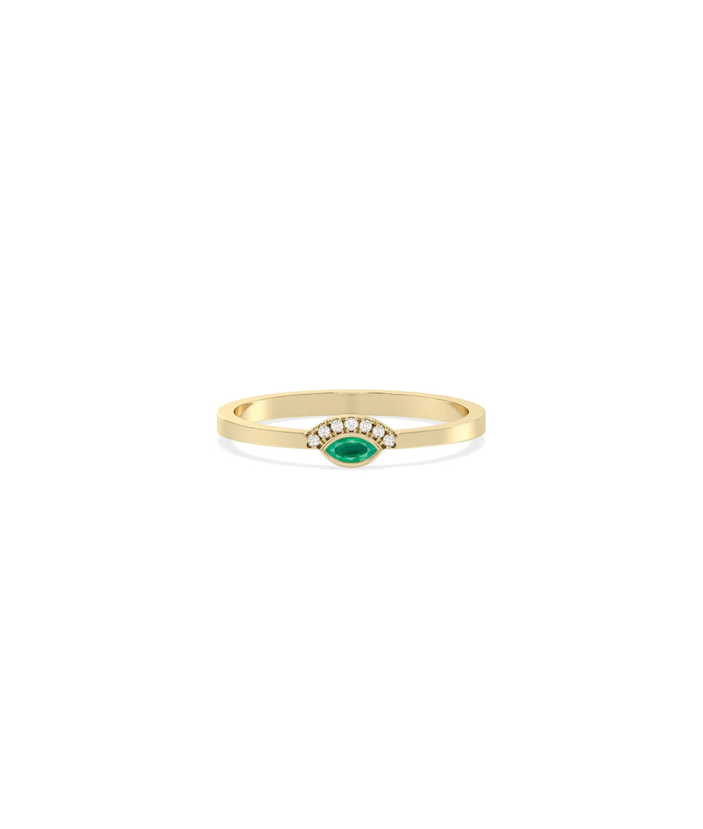 Birthstone and Diamond Evil Eye Ring | Everyday Jewelry - 79e | Everyday 14K Gold Jewelry