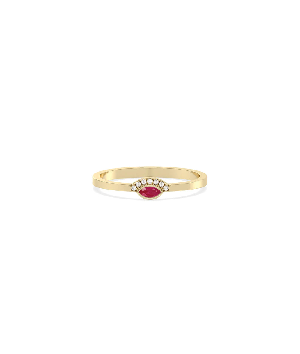 Birthstone and Diamond Evil Eye Ring | Everyday Jewelry - 79e | Everyday 14K Gold Jewelry