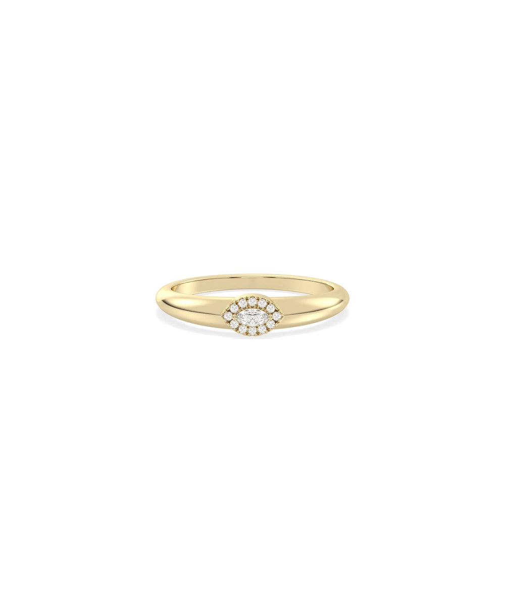 Birthstone and Diamond Evil Eye Ring - 79e | Everyday 14K Gold Jewelry