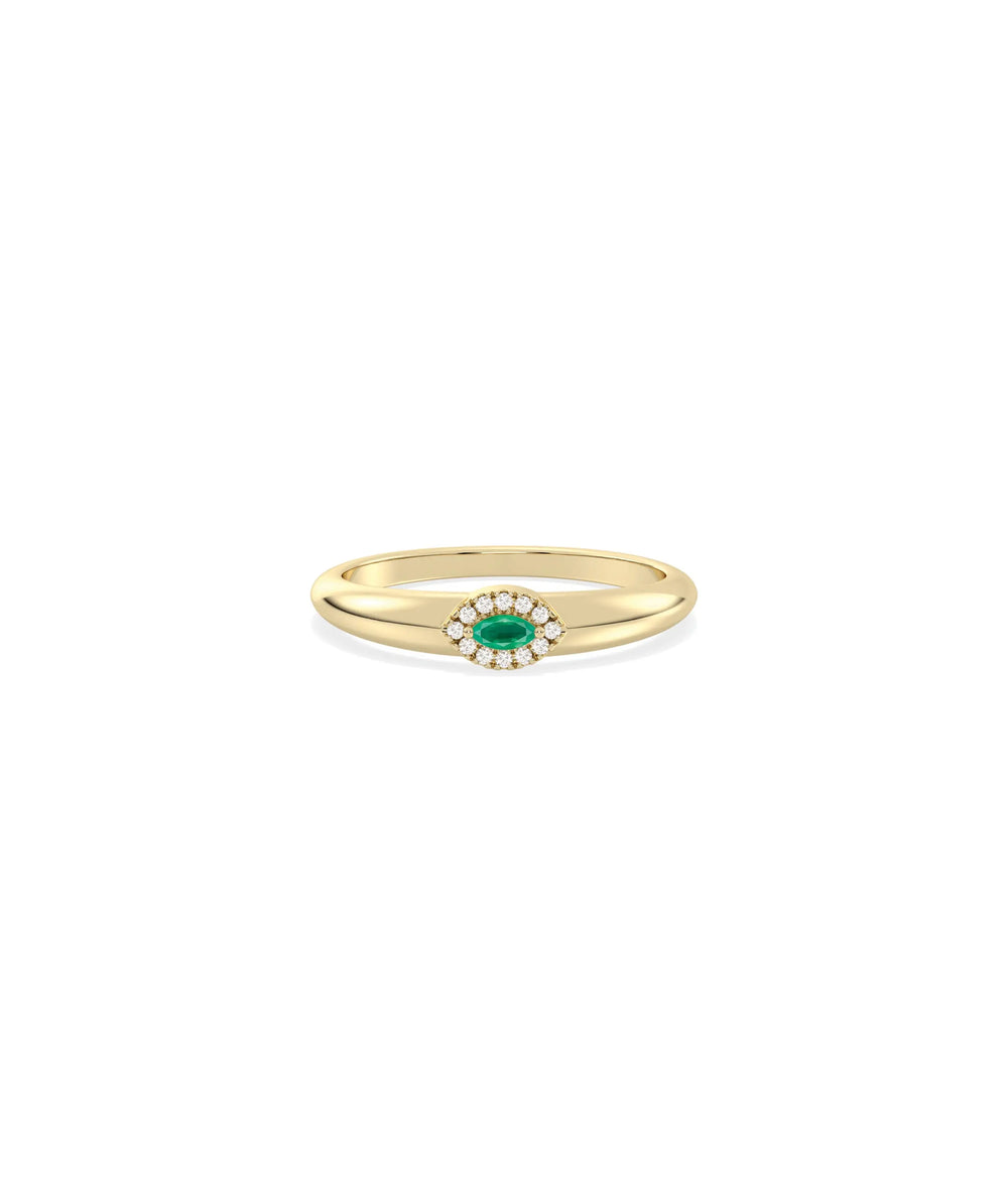 Birthstone and Diamond Evil Eye Ring - 79e | Everyday 14K Gold Jewelry