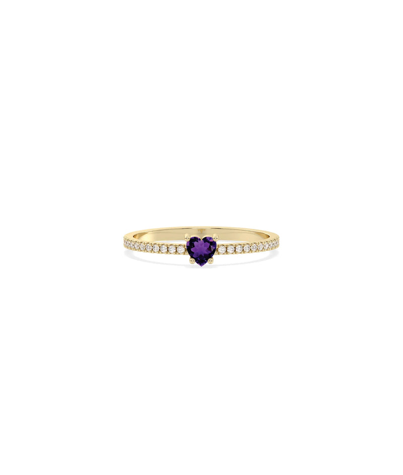 Heart Shape Birthstone and Diamond Band Ring - 79e | Everyday 14K Gold Jewelry