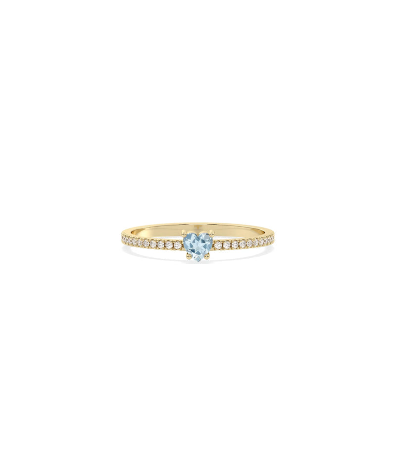 Heart Shape Birthstone and Diamond Band Ring - 79e | Everyday 14K Gold Jewelry