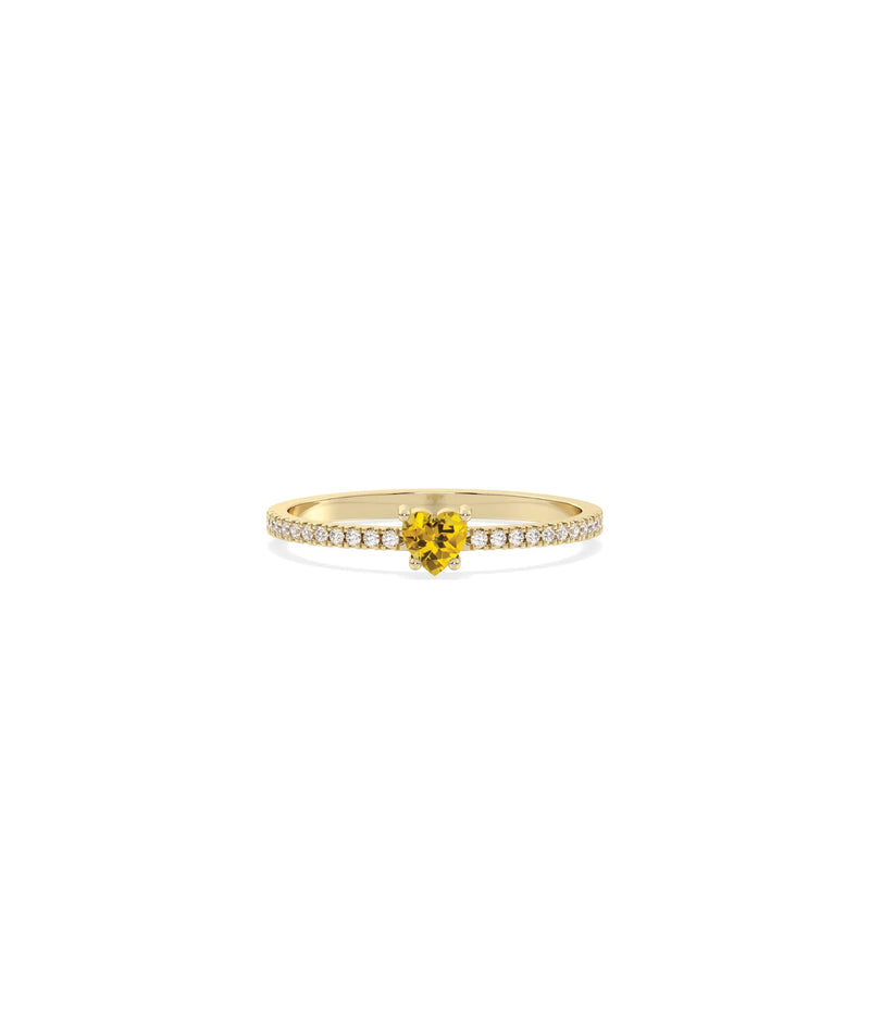 Heart Shape Birthstone and Diamond Band Ring - 79e | Everyday 14K Gold Jewelry