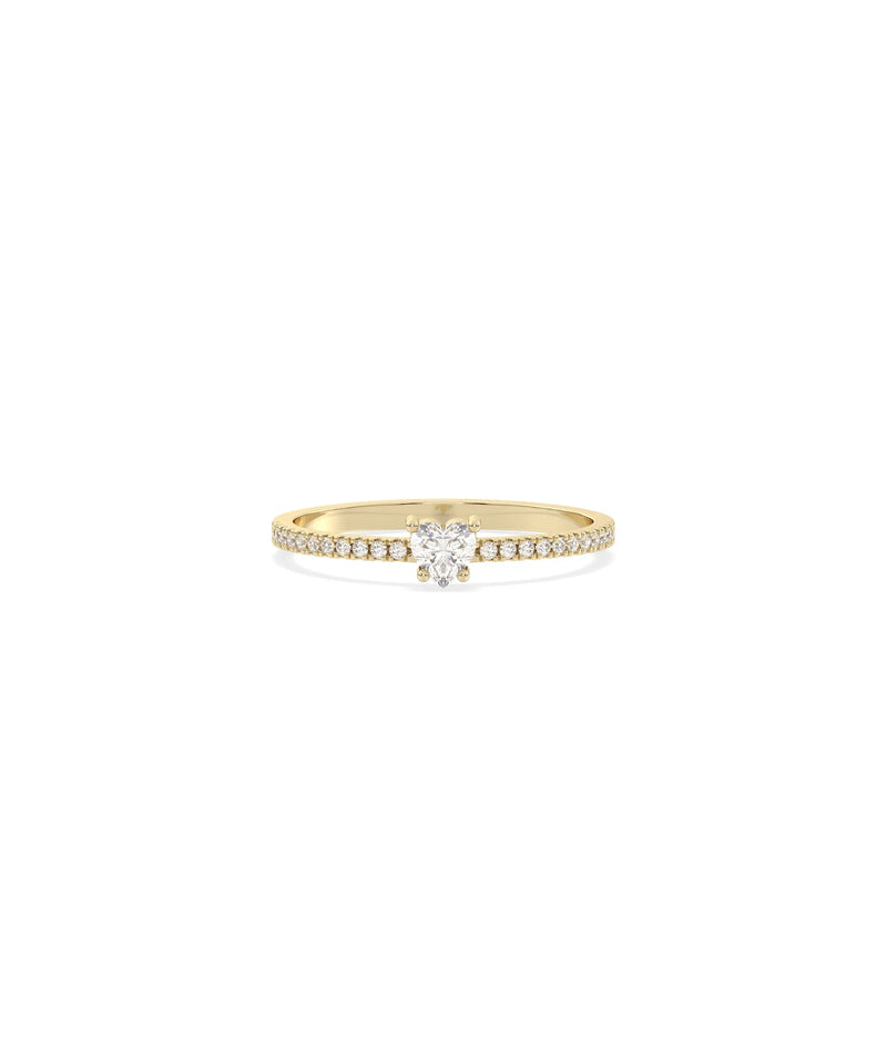 Heart Shape Birthstone and Diamond Band Ring - 79e | Everyday 14K Gold Jewelry