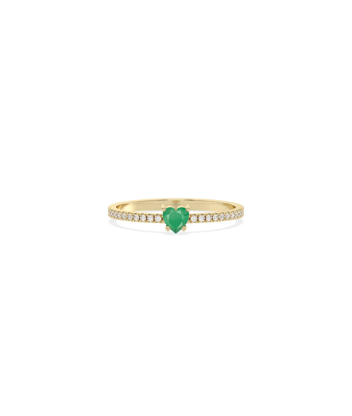Heart Shape Birthstone and Diamond Band Ring - 79e | Everyday 14K Gold Jewelry