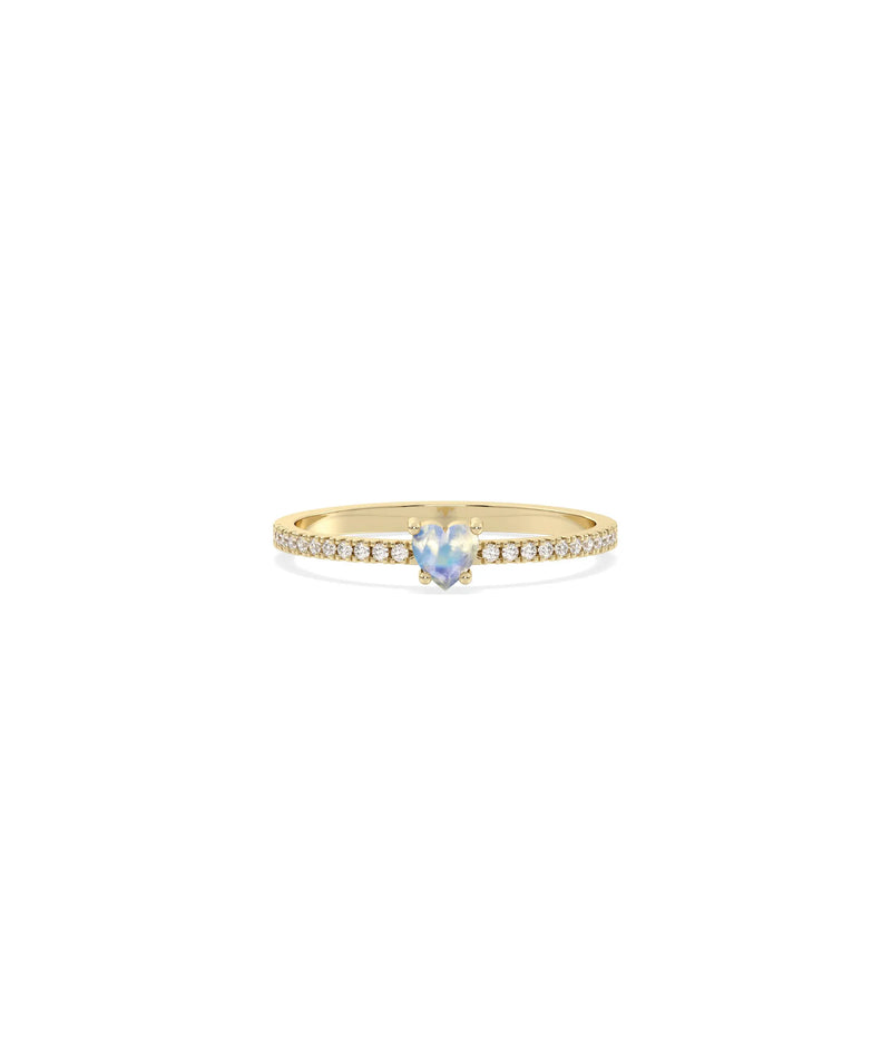 Heart Shape Birthstone and Diamond Band Ring - 79e | Everyday 14K Gold Jewelry