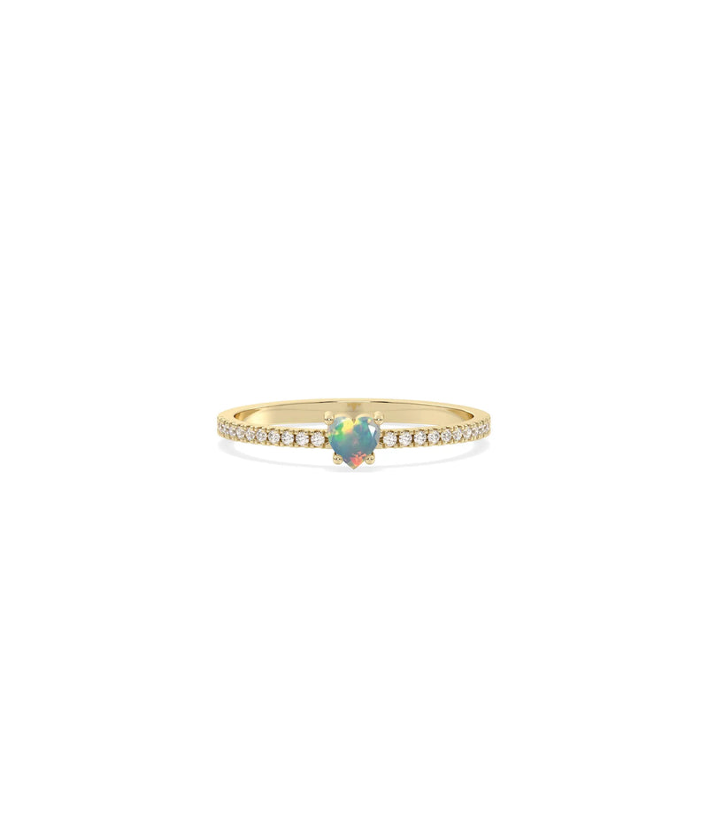 Heart Shape Birthstone and Diamond Band Ring - 79e | Everyday 14K Gold Jewelry
