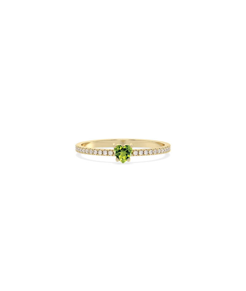 Heart Shape Birthstone and Diamond Band Ring - 79e | Everyday 14K Gold Jewelry