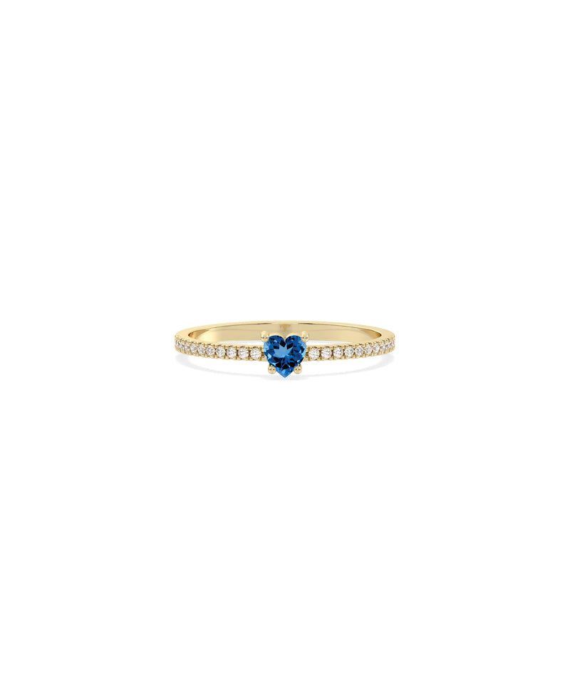 Heart Shape Birthstone and Diamond Band Ring - 79e | Everyday 14K Gold Jewelry