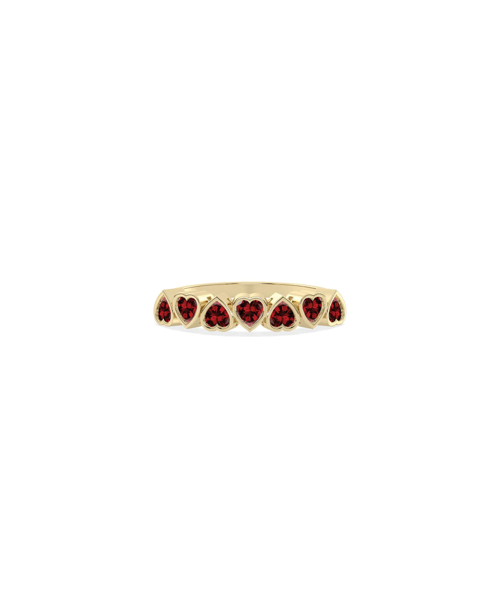 Heart Shape Birthstone Band Ring - 79e | Everyday 14K Gold Jewelry