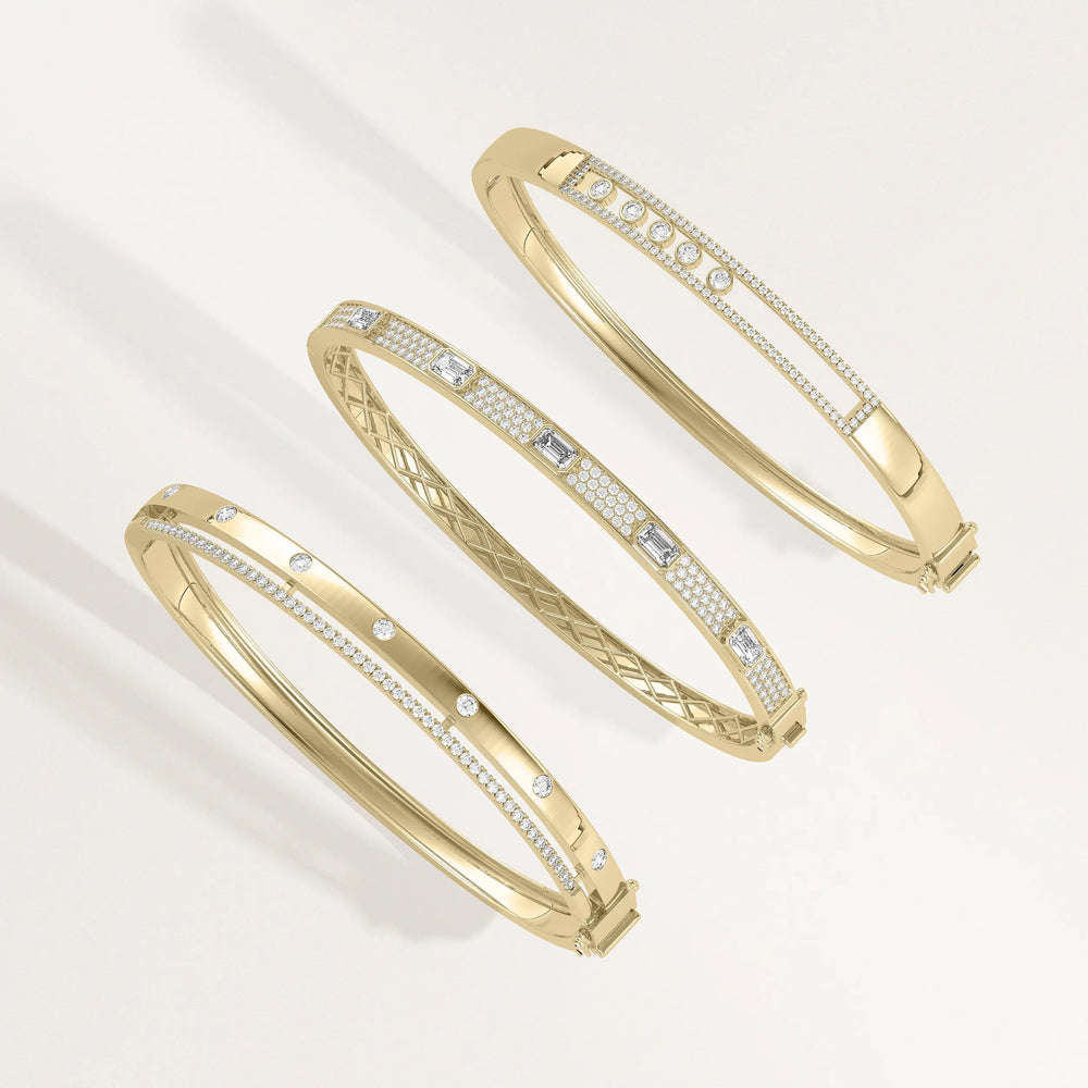Diamond Station Bangle - 79e | Everyday 14K Gold Jewelry