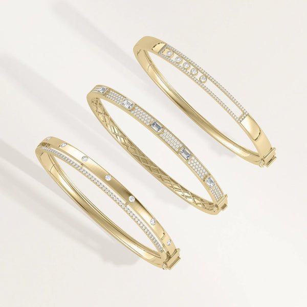 Diamond Pave Station Bangle - 79e | Everyday 14K Gold Jewelry alternate view