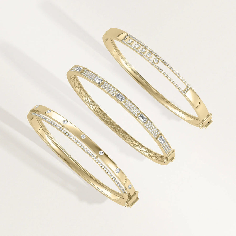 Diamond Pave Station Bangle - 79e | Everyday 14K Gold Jewelry