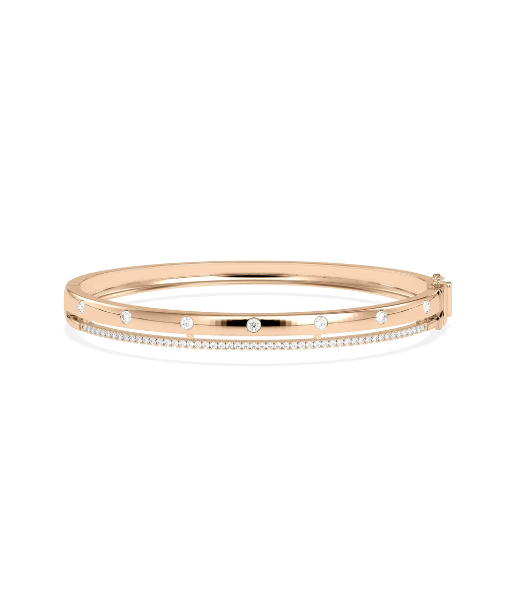 Diamond Station Bangle - 79e | Everyday 14K Gold Jewelry