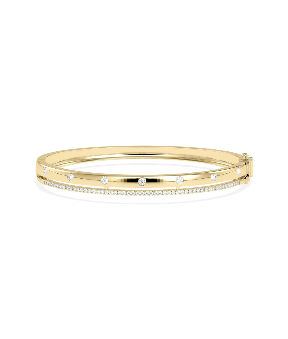 Diamond Station Bangle - 79e | Everyday 14K Gold Jewelry