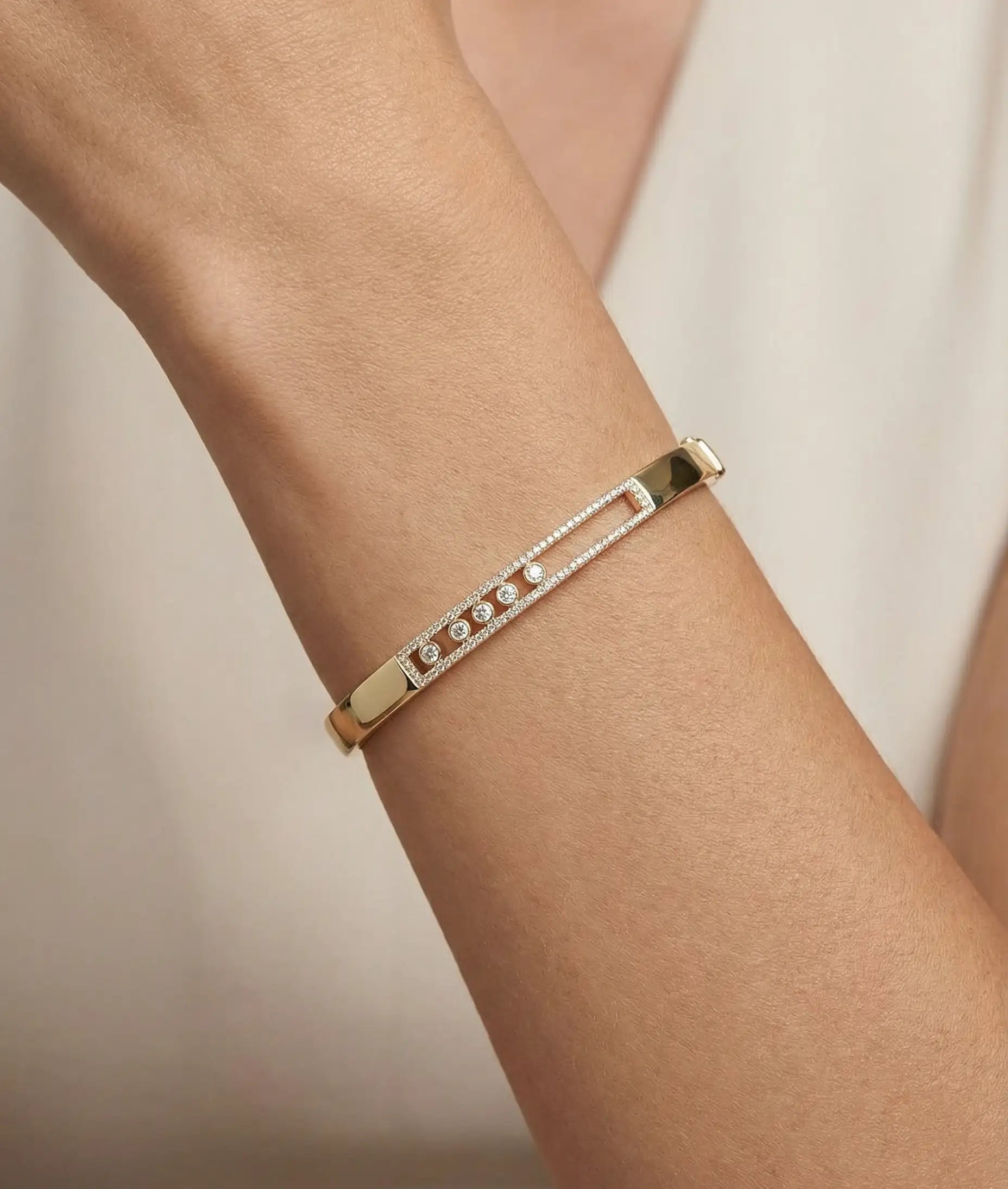 Sliding Diamond Channel-Set Bangle