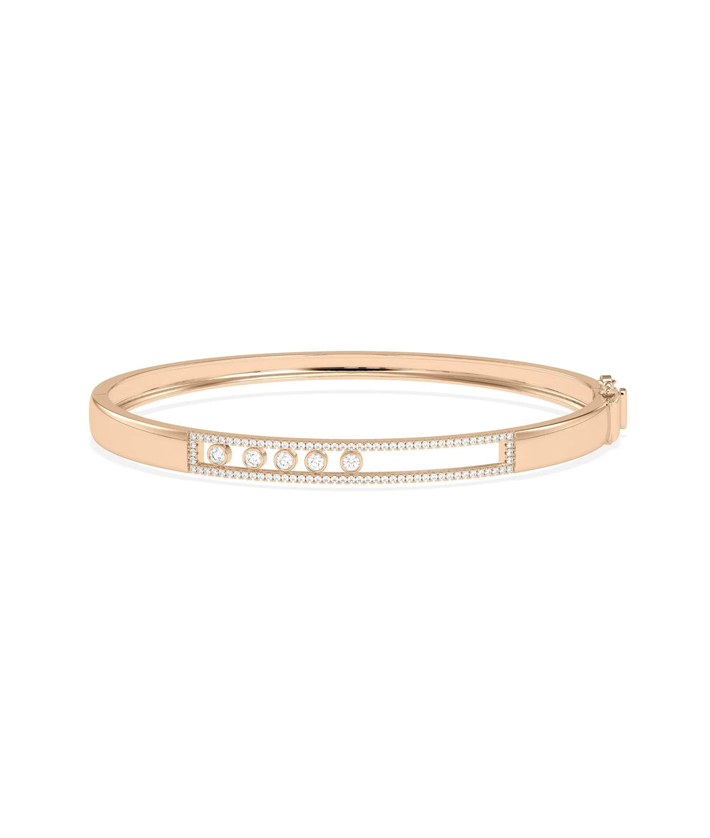 Sliding Diamond Channel Set Bangle - 79e | Everyday 14K Gold Jewelry