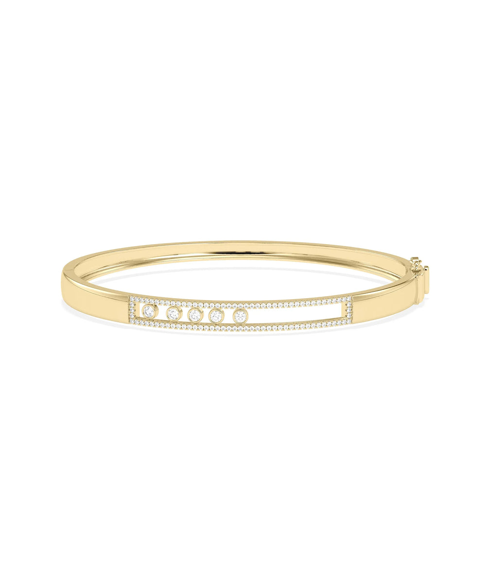 Sliding Diamond Channel Set Bangle - 79e | Everyday 14K Gold Jewelry