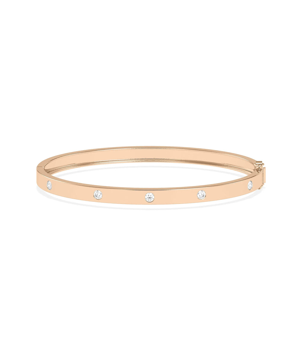 Diamond Station Bangle - 79e | Everyday 14K Gold Jewelry