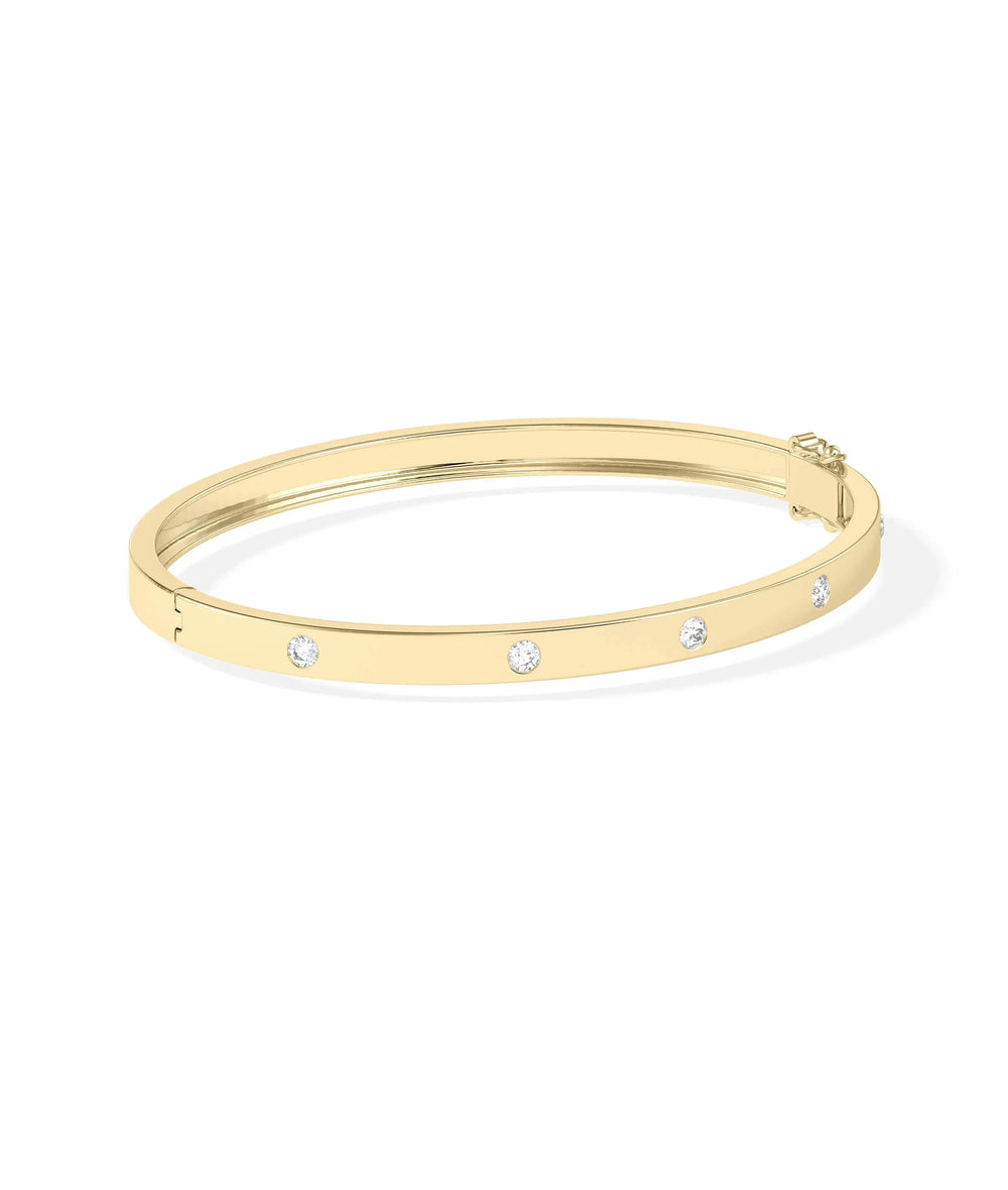 Diamond Station Bangle - 79e | Everyday 14K Gold Jewelry