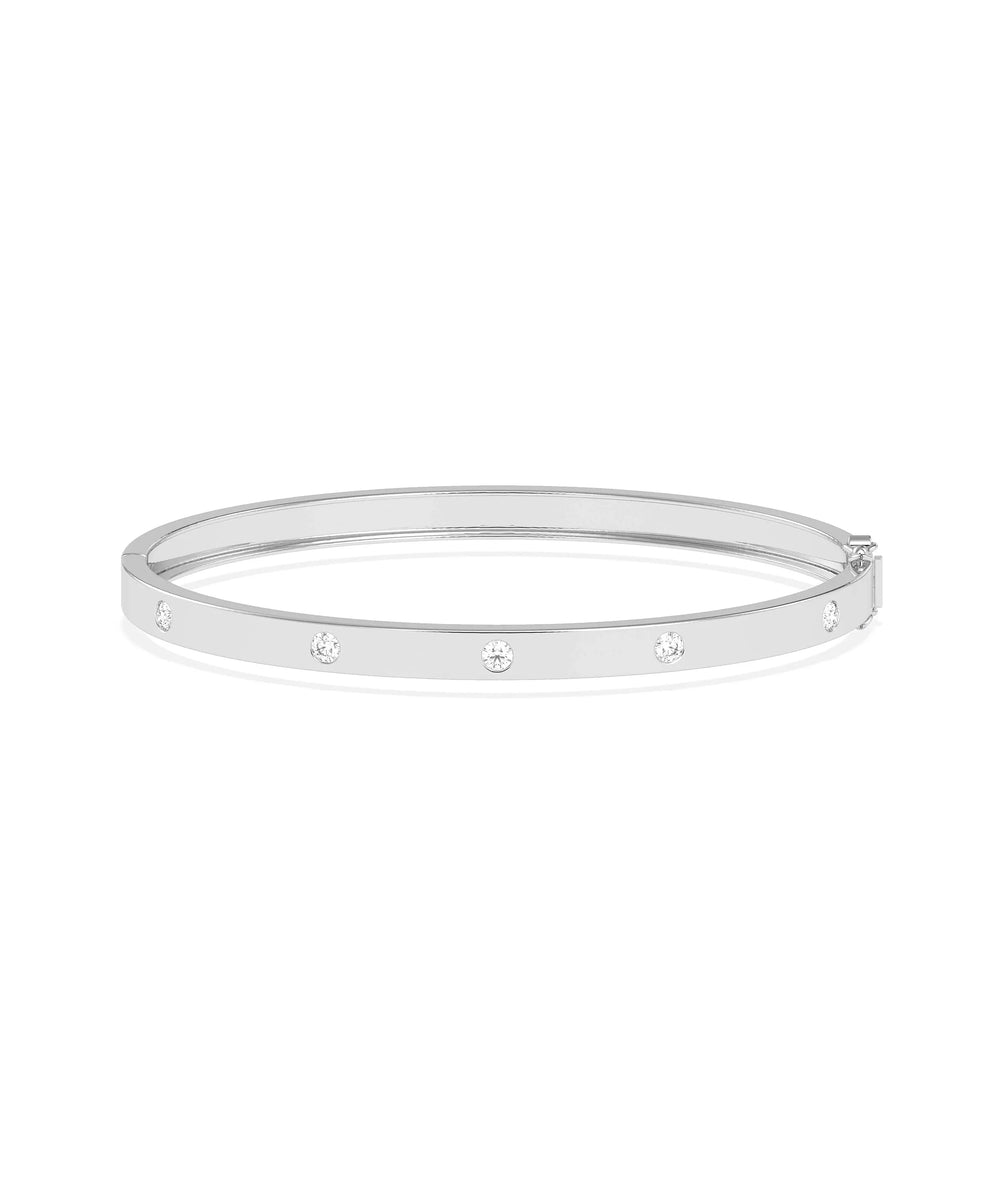 Diamond Station Bangle - 79e | Everyday 14K Gold Jewelry